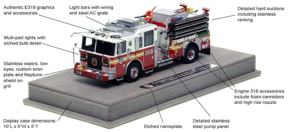 Features and Specs of FDNY's Seagrave Engine 318 scale model