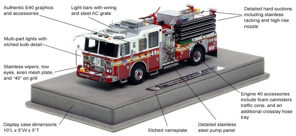 Features and Specs of FDNY's Seagrave Engine 40 scale model