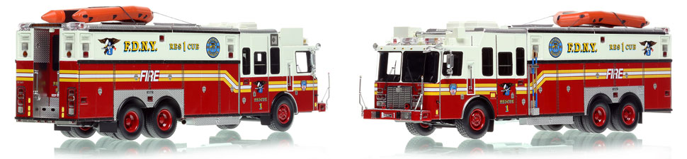 FDNY's HME Rescue 1 scale model is hand-crafted and intricately detailed.