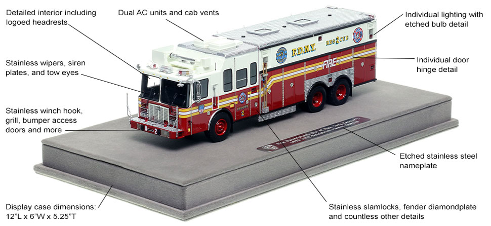 Features and Specs of FDNY's 1996 HME Rescue 2 scale model