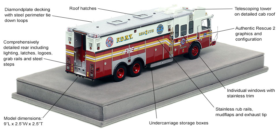 Specs and Features of FDNY's 1996 HME Rescue 2 scale model