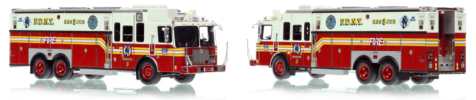 FDNY's HME Rescue 3 scale model is hand-crafted and intricately detailed.