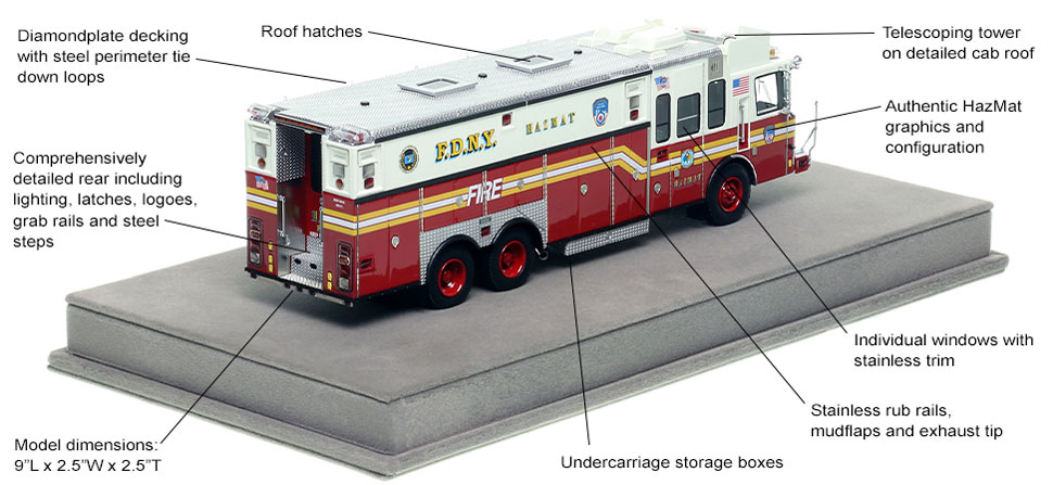 Specs and Features of FDNY's 1996 HME HazMat scale model