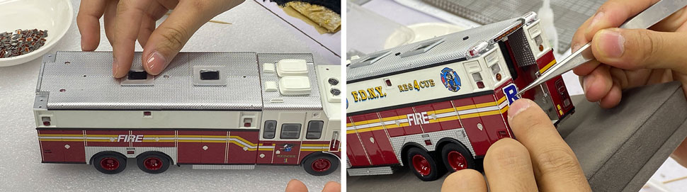 FDNY 1996 HME Rescue scale models assembly pictures 7-8