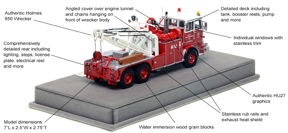 Specs and Features of the City of Los Angeles Crown Firecoach Heavy Utility 27 scale model