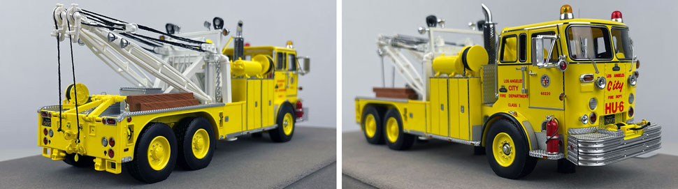 Closeup pictures 11-12 of the City of Los Angeles Fire Department 1967 Crown Firecoach Heavy Utility 6 in yellow scale model