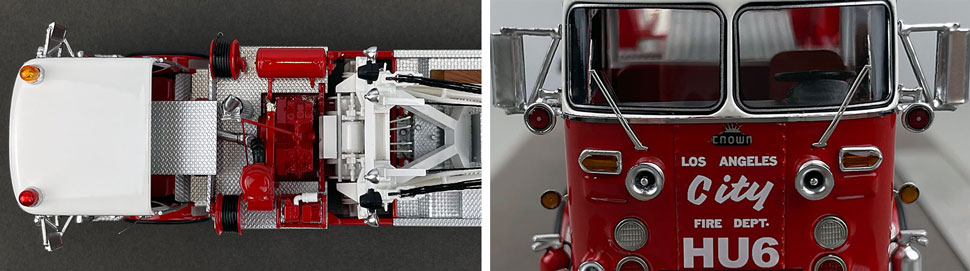 Closeup pictures 13-14 of the City of Los Angeles Fire Department 1967 Crown Firecoach Heavy Utility 6 in red scale model