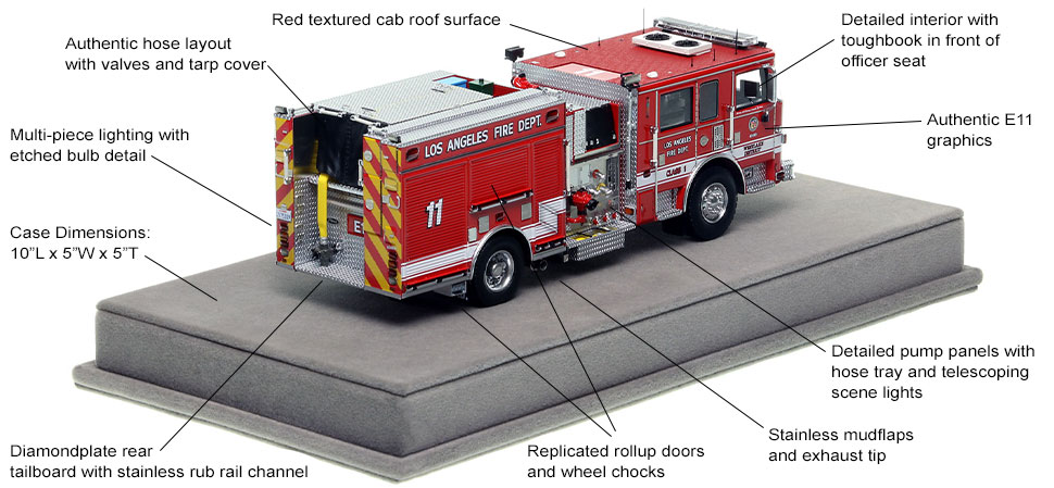 Specs and Features of the City of Los Angeles Pierce Engine 11 scale model