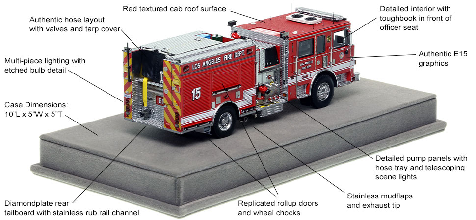 Specs and Features of the City of Los Angeles Pierce Engine 15 scale model