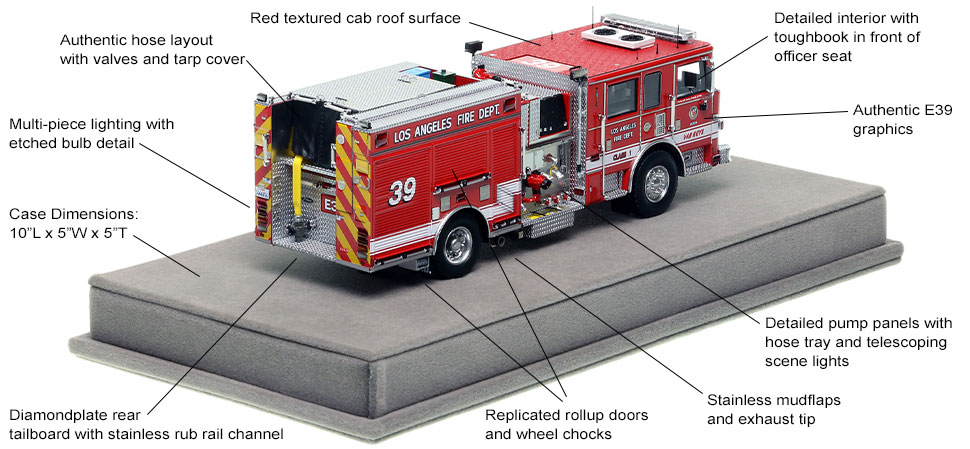 Specs and Features of the City of Los Angeles Pierce Engine 39 scale model