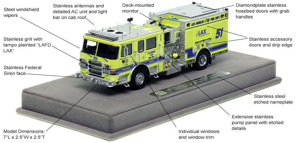 Features and Specs of the City of Los Angeles Pierce Engine 51 scale model