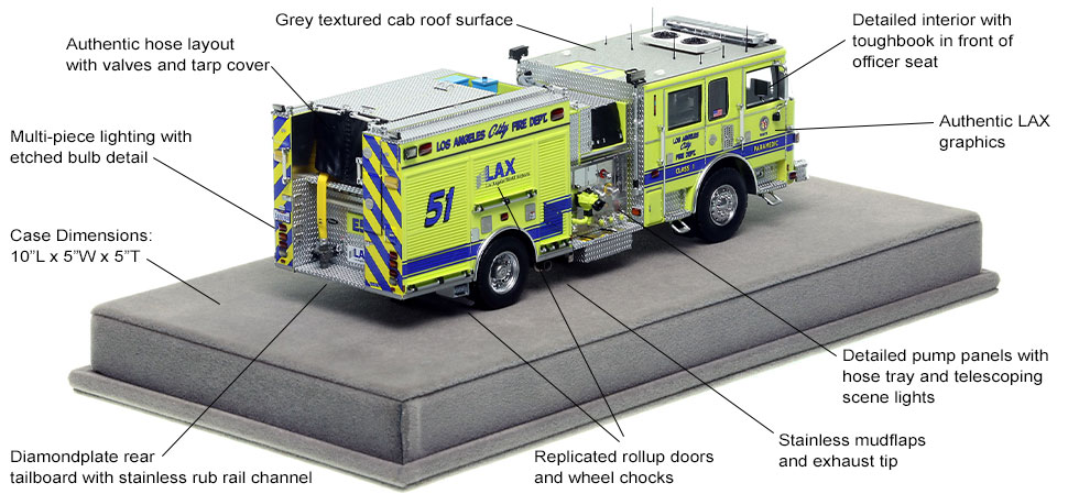 Specs and Features of the City of Los Angeles Pierce Engine 51 scale model