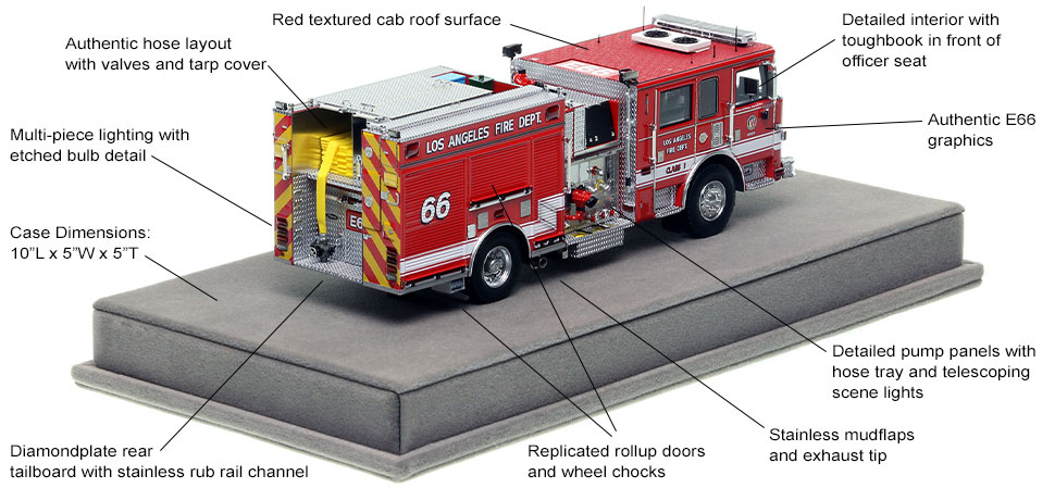 Specs and Features of the City of Los Angeles Pierce Engine 66 scale model