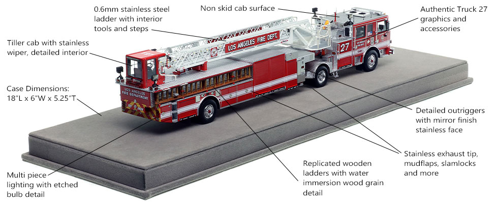 Specs and Features of the City of Los Angeles Pierce Truck 27 scale model