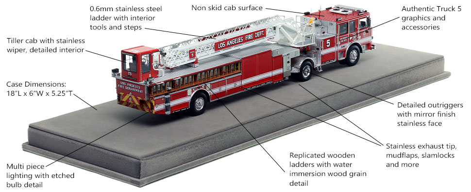 Specs and Features of the City of Los Angeles Pierce Truck 5 scale model