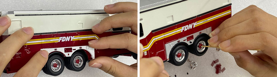 FDNY 2022 Ferrara Haz-Mat 1 scale model assembly line pictures 3-4 FDNY 2022 Ferrara Haz-Mat 1 scale model assembly line pictures 3-4