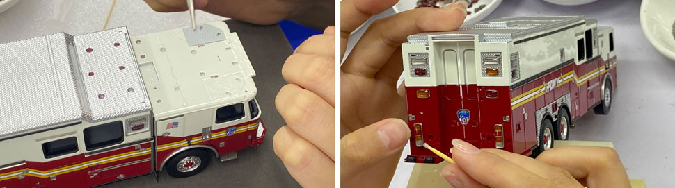 FDNY 2022 Ferrara Haz-Mat 1 scale model assembly line pictures 7-8 FDNY 2022 Ferrara Haz-Mat 1 scale model assembly line pictures 7-8