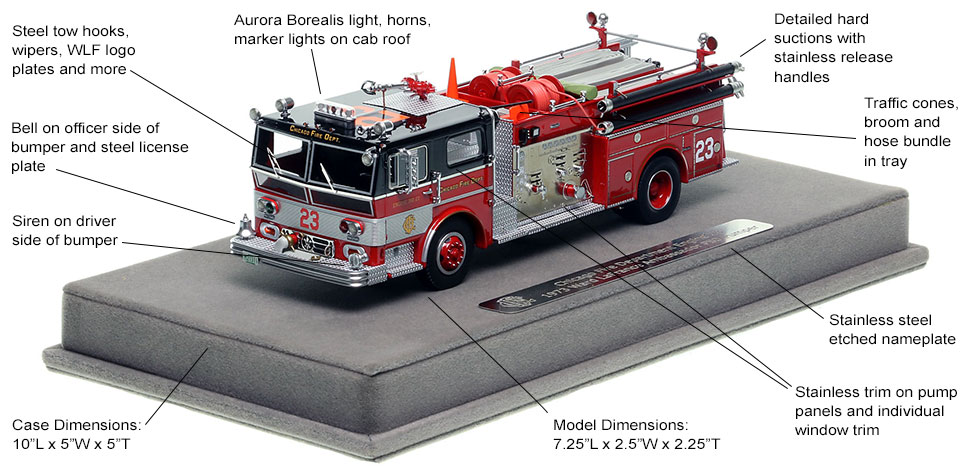 Features and Specs of Chicago's 1973 Ward LaFrance Engine Co. 23 scale model