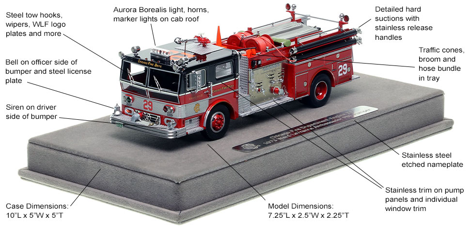 Features and Specs of Chicago's 1973 Ward LaFrance Engine Co. 29 scale model