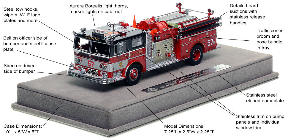 Features and Specs of Chicago's 1973 Ward LaFrance Engine Co. 57 scale model