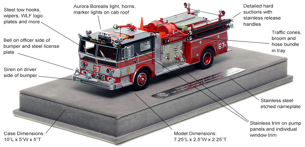 Features and Specs of Chicago's 1973 Ward LaFrance Engine Co. 67 scale model