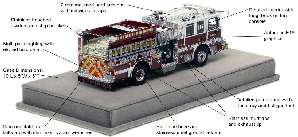 Specs and Features of the PGFD Pierce Engine 16 scale model