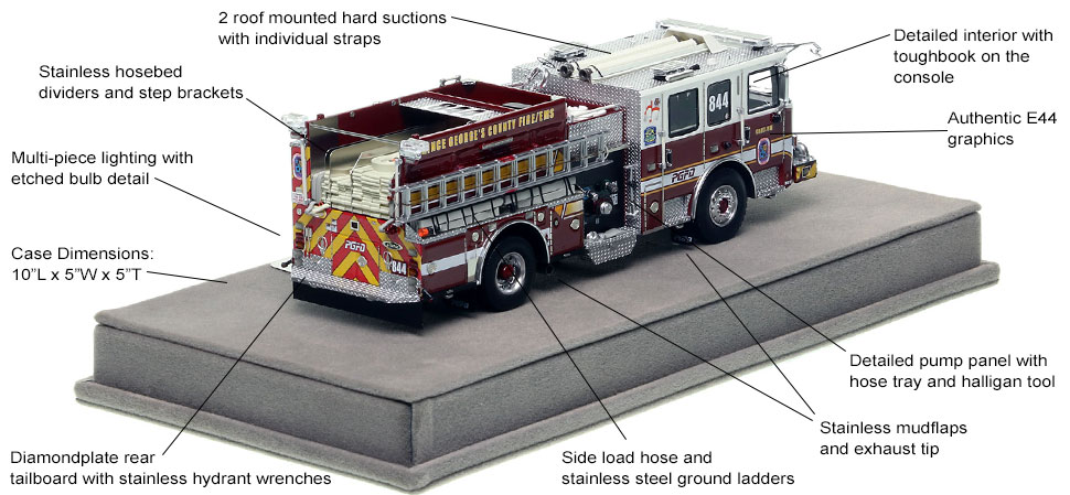 Specs and Features of the PGFD Pierce Engine 44 scale model