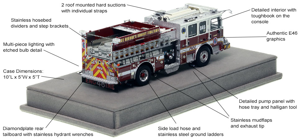 Specs and Features of the PGFD Pierce Engine 46 scale model