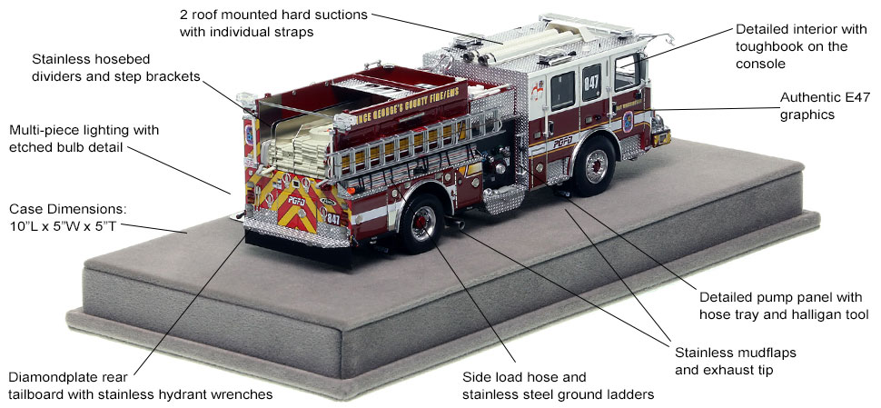 Specs and Features of the PGFD Pierce Engine 47 scale model