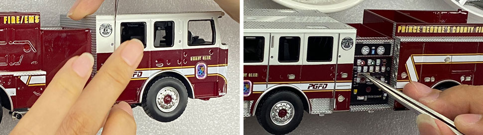 Assembly pictures 3-4 of the Prince George's Fire Department Pierce Enforcer Engine scale model