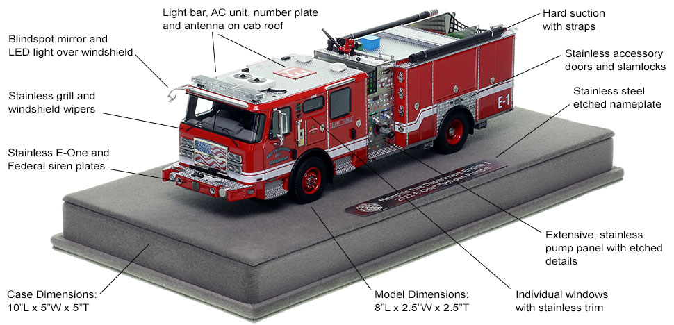 Features and specs of the Memphis E-One Engine 1 scale model