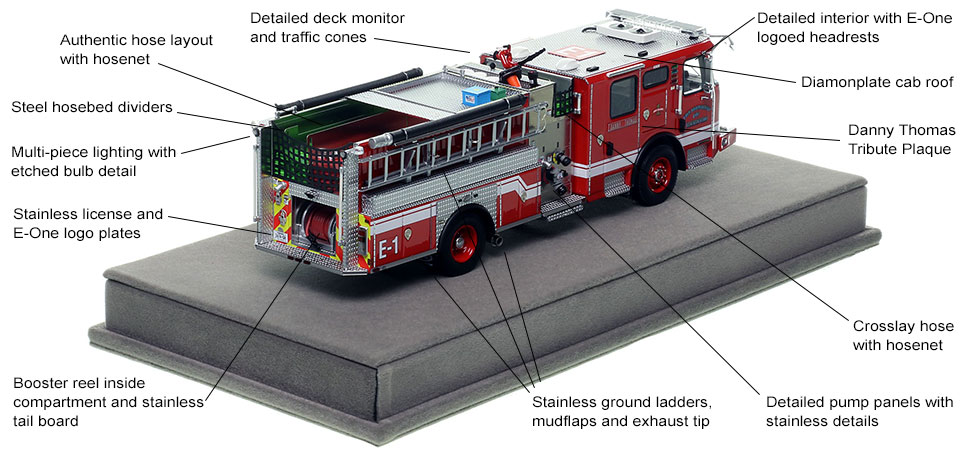 Specs and Features of the Memphis E-One Engine 1 scale model