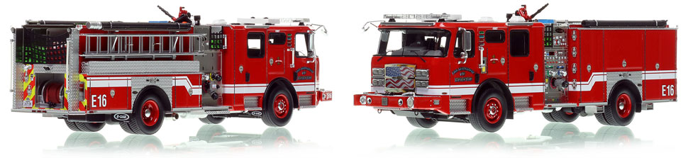 Memphis E-One Engine 16 scale model is hand-crafted and intricately detailed.