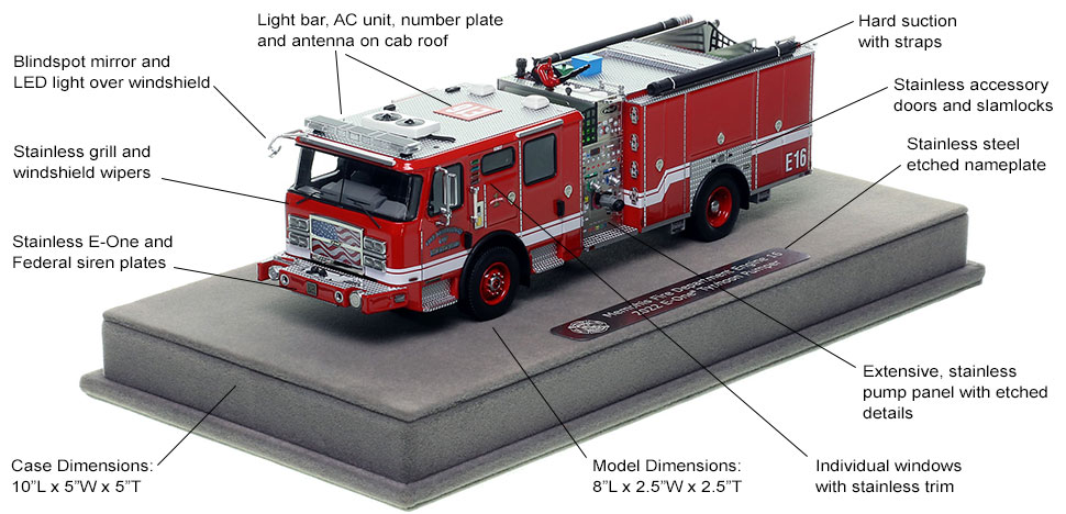 Features and specs of the Memphis E-One Engine 16 scale model