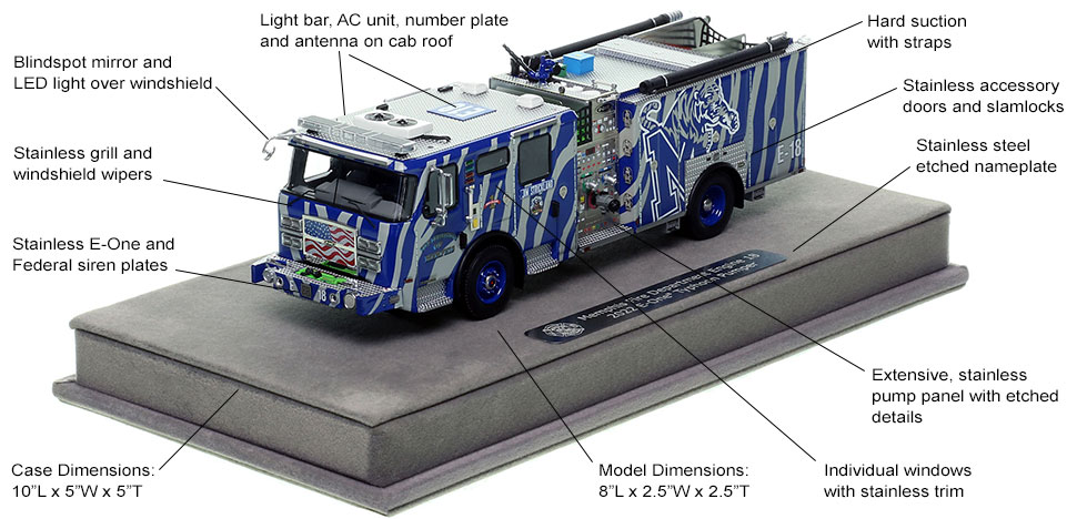 Features and specs of the Memphis E-One Engine 18 scale model