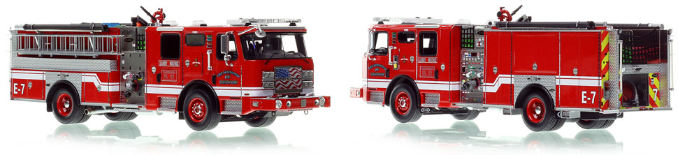 Memphis E-One Engine 7 scale model is hand-crafted and intricately detailed.