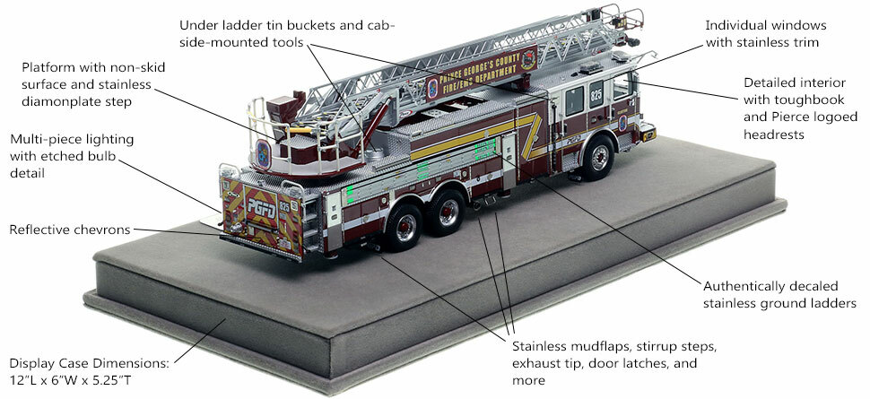 Specs and Features of the PGFD Pierce Truck 25 scale model