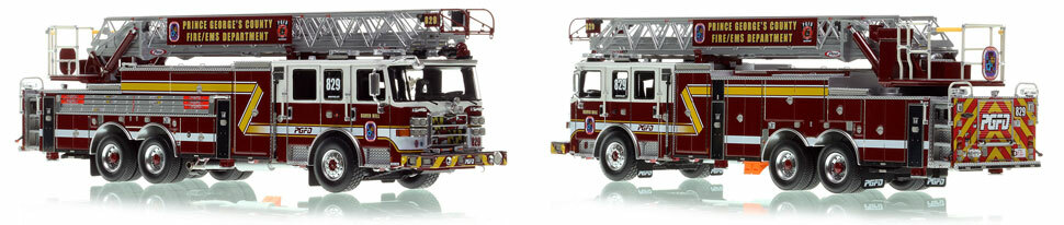 The first museum grade scale model of the PGFD Pierce Enforcer 107' Ascendant Truck 29