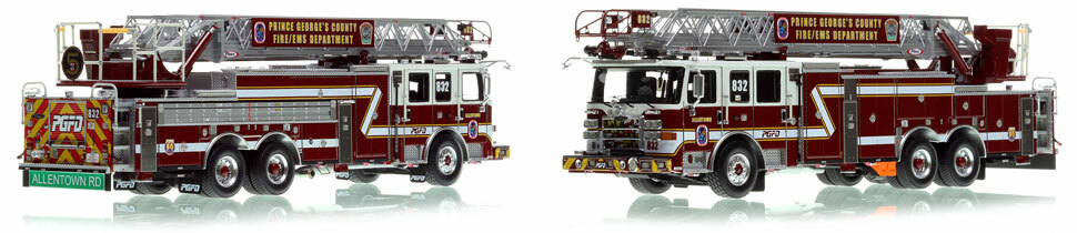 The first museum grade scale model of the PGFD Pierce Enforcer 107' Ascendant Truck 32