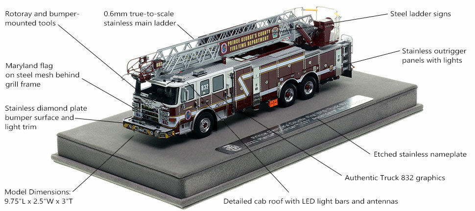 Features and Specs of the PGFD Pierce Truck 32 scale model