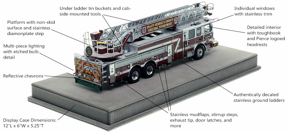 Specs and Features of the PGFD Pierce Truck 32 scale model