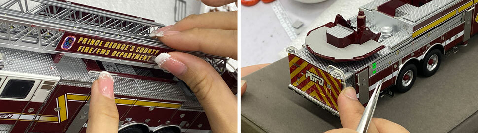 Assembly pictures 9-10 of the PGFD Pierce Enforcer 107' Ascendant Ladders
