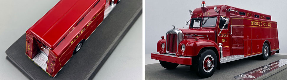 Closeup pictures 3-4 of the FDNY 1959 Mack B/Gerstenslager Rescue 1 scale model