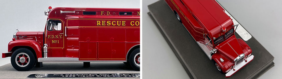 Closeup pictures 5-6 of the FDNY 1959 Mack B/Gerstenslager Rescue 1 scale model