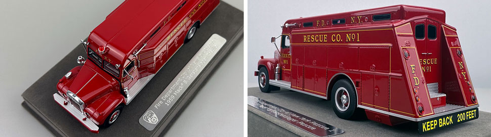 Closeup pictures 7-8 of the FDNY 1959 Mack B/Gerstenslager Rescue 1 scale model