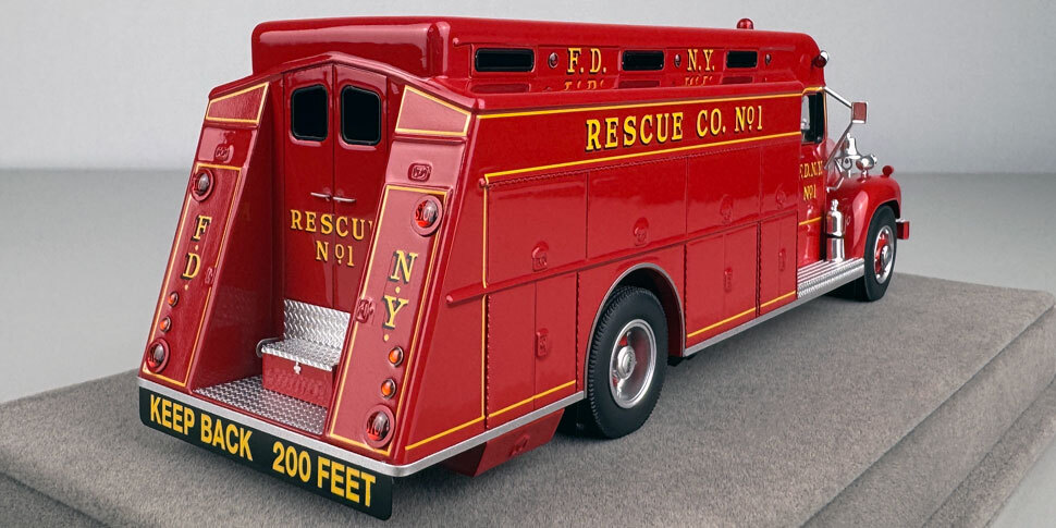 Closeup pictures of the FDNY 1959 Mack B/Gerstenslager Rescue 1 scale model