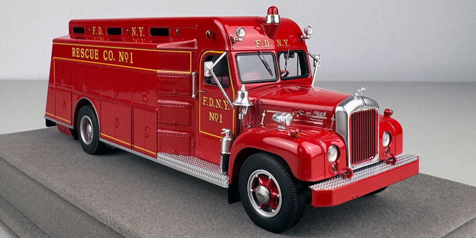 Closeup pictures of the FDNY 1959 Mack B/Gerstenslager Rescue 1 scale model