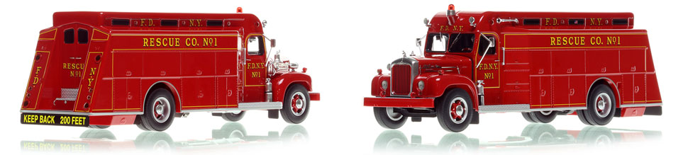 The first museum grade scale model of the FDNY 1959 Mack B/Gerstenslager Rescue 1
