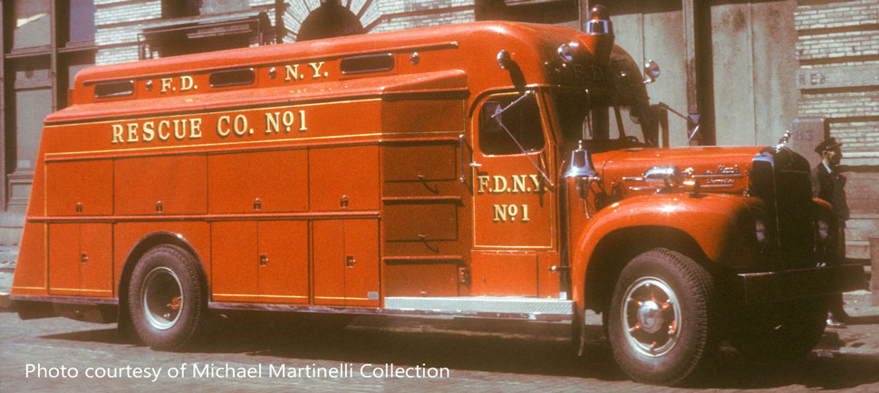 FDNY 1959 Mack B/Gerstenslager Rescue 1 courtesy of the Michael Martinelli Collection