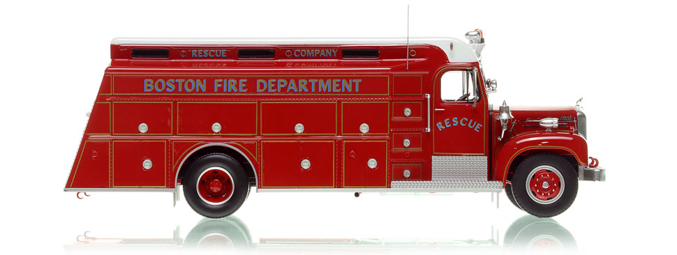 The first museum grade scale model of the Boston Fire Department 1964 Mack B/Gerstenslager Rescue Company